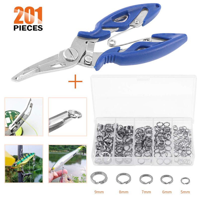 Rustark 201 Pcs Stainless Steel Fishing Split Rings 5 Sizes Double High Strength Lure Tackle Connector kit with Fishing Pliers Fish Hook Remover Fishing Tackle for Freshwater and Saltwater - Image 4